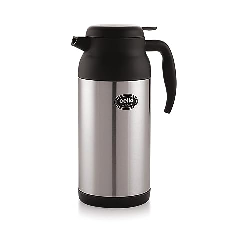 Cello Armour Vacuum Insulated Carafe | Hot and Cold Flask | Vacuum Insulated Tea/Coffee Pot | 2000ml, Black (Stainless Steel)