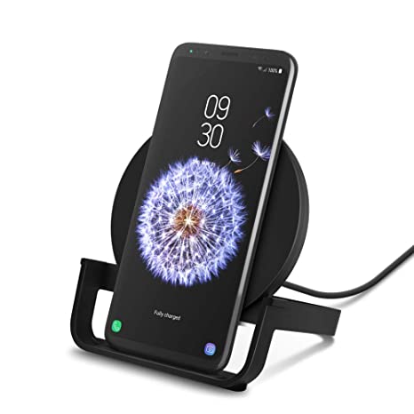 Belkin Fast Wireless Charging Stand 10W for iPhone, Samsung Galaxy S10, Note10 and All Other Qi Enable Phones,(AC Adapter Not Included) Black