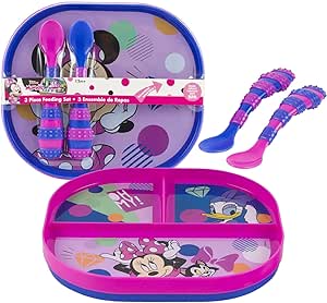 Disney Feeding Set, Baby Toddler Plates and Spoons, BPA Free- Minnie Mouse