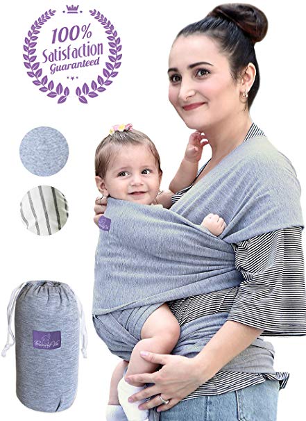 Bonne Vie Baby Wrap Carrier for Newborn, Infants & Toddlers - Lightweight & Breathable Cotton Sling for Men & Women - Baby Wearing Made Easy - Boy Girl Baby Shower Gift & Registry Must Haves