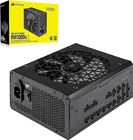 Corsair RM1000x Shift Fully Modular ATX Power Supply - Modular Side Interface - ATX 3.0 & PCIe 5.0 Compliant - Zero RPM Fan Mode - 105°C-Rated Capacitors - 80 Plus Gold Efficiency - Black