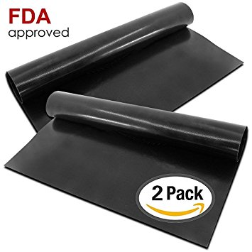 Set of 2 Highest Quality BBQ Grill & Baking Mats [As Seen on TV] | 100% Non-Stick | Reusable for Years | Made in FDA-Certified Facility | Free of PFOA | Works on Any BBQ Grill or as Oven Baking Pan Liners | Cut to Fit | Dishwasher Safe | Lifetime Guarantee with No-Hassle Refund If You Are Not 100% Satisfied!