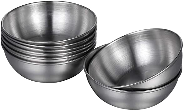 Hemoton 8pcs Stainless Steel Sauce Dishes Round Seasoning Dishes Sushi Dipping Bowl Saucers Bowl Mini Appetizer Plates Seasoning Dish Saucer Plates 3.15 Inch