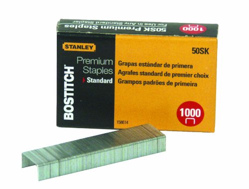 Bostitch Premium Standard Staples, 0.25 Inch Leg, Quarter-Strips (Mini), 1,000 Per Box (50SK)