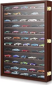 Tatuo Car Model Display Case 1: 64 Scale Toy Cars Box Acrylic Door Display Case Model Cars Storage Cabinet Rack with Door for Mini Toys and Small Wheels (Black,26.5" x 18.75" x 3.25")