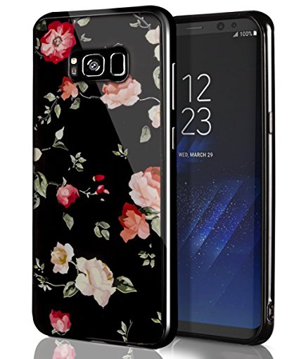 Galaxy S8 Plus Case,XIQI Flower With Bright Black Face Cute Girls Woman Ultra Slim Anti-Scratch Light Tight Case Cover for Samsung Galaxy S8 Plus ,Pink Rose Flower
