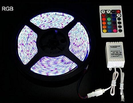 MEILI (TM) LED Strip lighting,Waterproof LED Flexible RGB Light Strip with 12V 300 SMD3258 LED,pack of 16.4ft/5 Meter (Multi-colored)