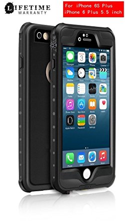 AOWOTO Cases for iPhone 6s Plus/ iPhone 6 Plus Waterproof Case 5.5 inch , [Dot Series] 6.6ft Depth Under Water Dirtpoof Shockproof Snowproof protective Cover ( Black )