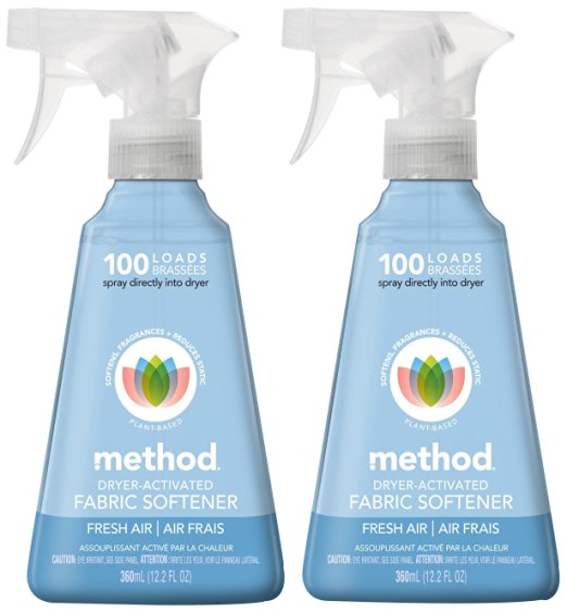 Method Dryer Activated Fabric Softener Spray, - Fresh Air - 12.2 oz - 2 pk