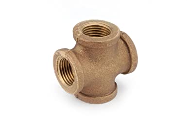 Anderson Metals 38102 Red Brass Pipe Fitting, Cross, 3/4" Female Pipe