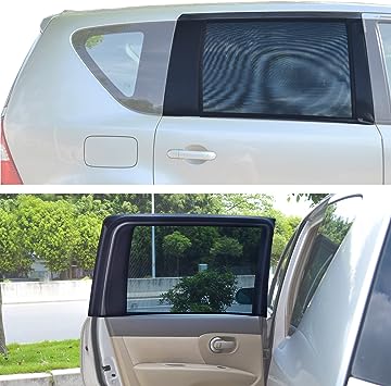 TFY Universal Car Rear Side-Door Square-Window Sunshades - for Vehicles with Side Windows 31.5Inch - 47Inch W x 23Inch H (Large Rectengular Window)