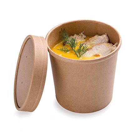 200-CT Disposable 12-OZ Bio Soup Container - Medium Kraft Soup Cups: Perfect for Cafes – Eco-Friendly Recyclable Paper Cup – Wholesale Takeout Food Container - Lid Available - Restaurantware