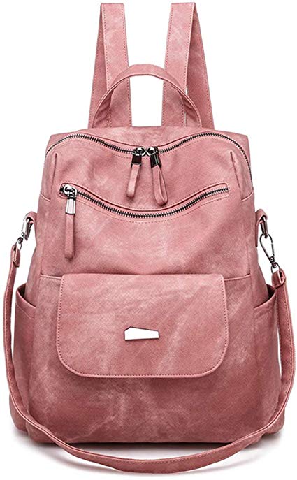Women Backpack Purse Waterproof PU Leather Travel Rucksack Girl Casual School Shoulder Bag Pink