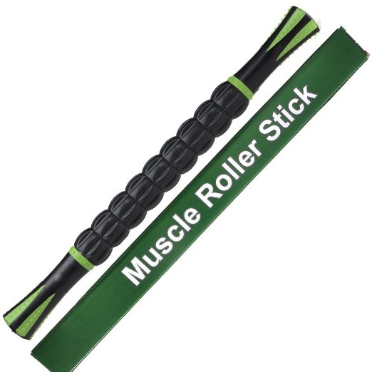 Naipo Muscle Roller Stick - Sports Massage Stick for Relax & Relieve Muscle Soreness, Legs and Back Recovery - 18" in Black Green