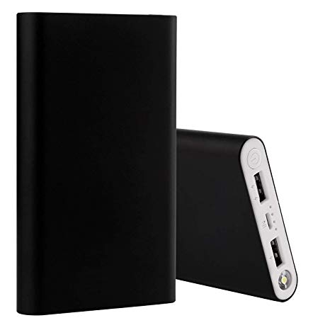 2 Ports PowerBanks 10000 mAh for iOS Android Cellphone Quick 2A with Flashlight (Black | Sale)