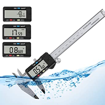 Digital Vernier Caliper, POWERAXIS 150mm 0-6 inches Vernier Caliper with Large LCD Screen, Auto-off, Inch,Fractions and Millimeter Conversion Measuring Tool, Perfect for Household/DIY Measurment