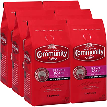 Community Coffee French Roast Extra Dark Ground Coffee, 12 Ounce (Pack of 6)