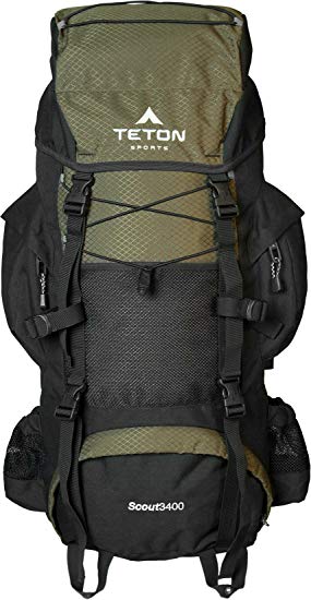 TETON Sports Scout 3400 Internal Frame Backpack; Great Backpacking Gear or Pack for Camping or Hiking; Hunter Green