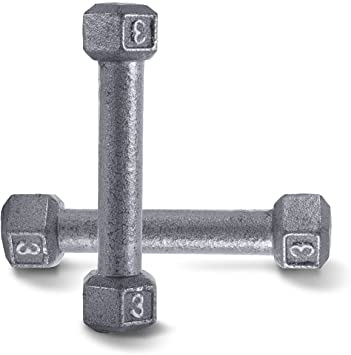 CAP Barbell Cast Iron Solid Hexagon Gray Dumbbells, Strength Training Free Weights Set of 2 for Women and Men, Hand Weights Sold by Pairs, from 1 to 120 LBS, Multi-Select Weight Size Options Available