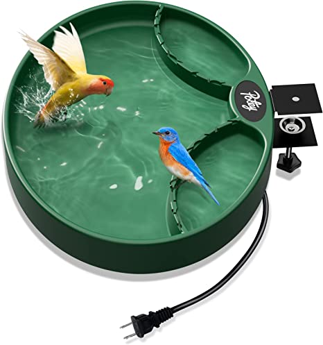 POTEY Heated Bird Bath, Bird Baths for Outdoors for Winter, 3 Easy Ways to Mount Bird Feeder Bird Habitat, 75w All Seasons Available Bird Baths for Outdoors Garden Yard, Gift Ideas for Bird Lovers