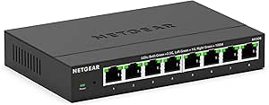 NETGEAR 8-Port 2.5GB Switch - Multi-Gigabit Ethernet Unmanaged Network Switch (MS308) - 8 x 1G/2.5G - Desktop or Wall Mount - Limited 3 Year Protection