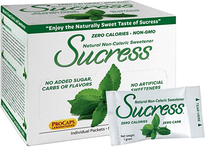 Andrew Lessman Sucress Stevia Sweetener 100 Packets - Natural Non-Caloric Stevia Leaf Sweetener, Zero Calories, Non-GMO, No Added Sugar, Carbohydrates or Flavors, No Artificial Sweeteners