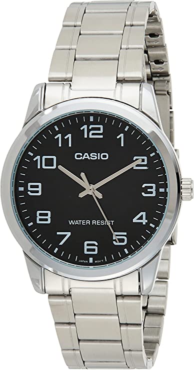 Casio #MTP-V001D-1B Men's Standard Stainless Steel Easy Reader Black Dial Watch