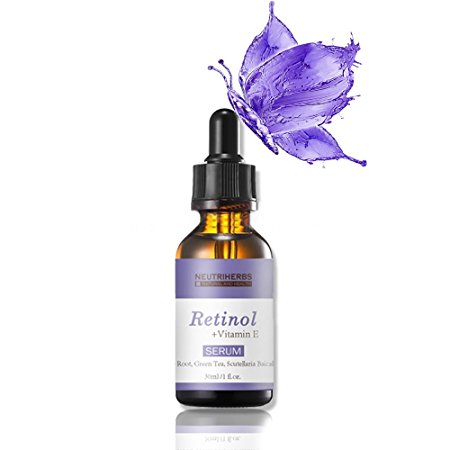 Neutriherbs Superior Retinol Serum with Vitamin E, Works Best For Helping with Wrinkles, Sun Spots, Discoloration, Anti-Aging, Acne Flair Up and Future Breakout