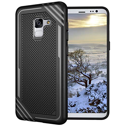 Galaxy A8 2018 Case, OEAGO Phone Case for Samsung Galaxy A8 2018, Soft Phone Case of Carbon Fiber Texture Faux Leather, Soft Bumper Protective Phone Case Cover- Black