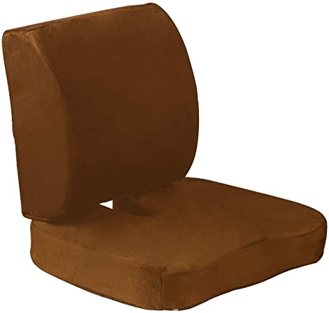 unhg Seat Cushion & Lumbar Support for Office Chair, Car, Wheelchair, Memory Foam Pillow, Washable Covers (Brown)