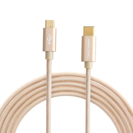 CableCreation Gold USB3.1 Type C (USB-C) to USB 2.0 Micro USB Male Cable, Micro USB 3.1 USB-C for Apple The Macbook, Chromebook Pixel and More, 4ft in Gold