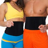Strong Black Adjustable Fit Waist Trimmer Tummy Belt Trim Curve Contour Belly Burner Weight Loss Abdominal Tone Muscle Toning Slimming Neoprene Easy Fit Exercise for Women and Men Home Gym Ab Belt by MakExpress