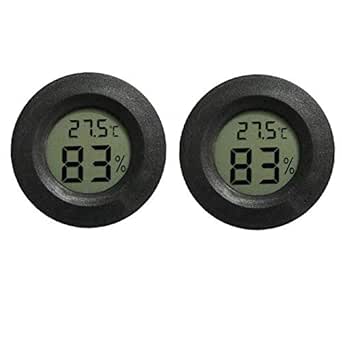 INRIGOROUS Reptile Thermometer, Pack of 2 digital hygrometer thermometer Gauge Terrarium Hygrometer Lizard Spider Tortoise Tank Switchable Celsius Fahrenheit (Black)