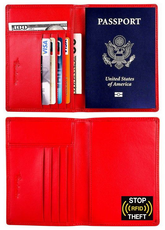 Travelambo RFID Blocking Genuine Leather Passport Holder Wallet in 7 Colors