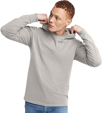 Hanes Men's Originals Hooded Long-Sleeve T-Shirt For Men, Men's T-Shirt Hoodie, Vintage Washed, Cotton Tee