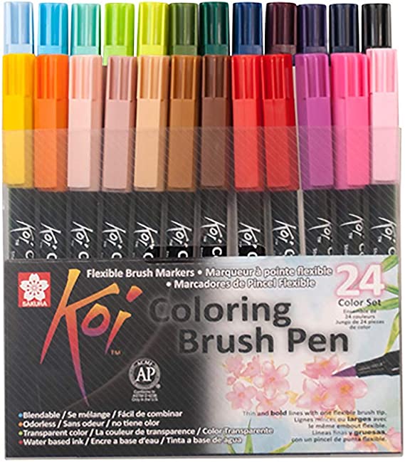 SAKURA MARKER BRUSH ARTISTICO KOI COLORING BRUSH - CONJ 24 COLORS - PROFESSIONAL USE