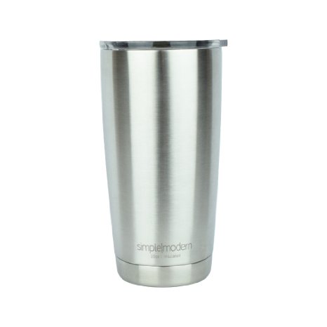Simple Modern Vacuum Insulated Stainless Steel Tumbler - Double Walled Travel Mug - Sweat Free Coffee Cup - Compare to Yeti and Contigo - Simple Stainless - 20oz