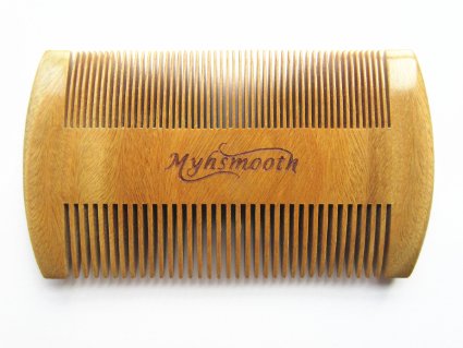 Myhsmooth Gb-byg-nt Handmade Natural Green Sandalwood No Static Comb-pocket Comb (Beard) with Aromatic Scent for Long and Short Beards-perfect Mustache Comb(3.9" Two Sides)