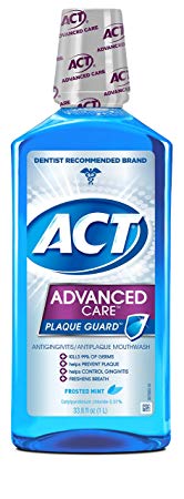 ACT Mouthwash Advanced Care Plaque Guard, Frosted Mint, 33.8 Ounce