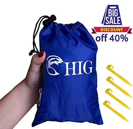 HIG Pocket & Picnic Blanket Waterproof Lightweight, Outdoor Beach Blanket Includes Corner Pockets