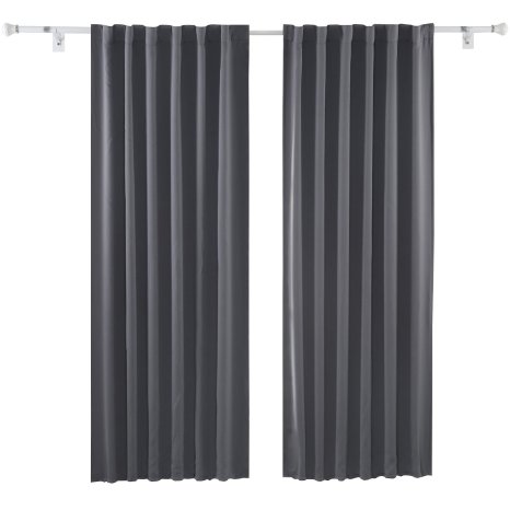 Deconovo Room Darkening Back Tap Thermal Insulated Blackout Curtains 52x95-1 Pair, Light Grey