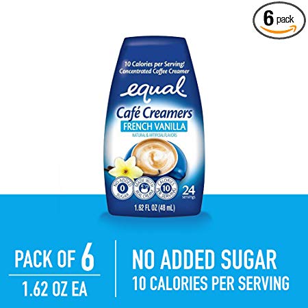 EQUAL Café Coffee Creamers French Vanilla, Low-Calorie Coffee Creamer, 1.62 Ounce (Pack of 6)