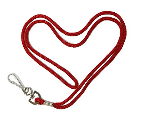 HOSL 100 Pack Economy Red Badge Lanyards Business Card Lanyards ID Card Lanyards Employee Lanyards Students Lanyards Round 36" with Swivel Hook