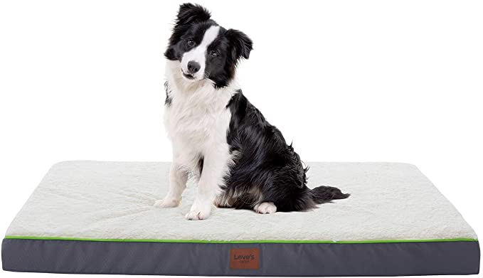 Love's cabin Large Dog Bed for Small, Medium, Large Dogs with Removable Washable Cover - Orthopedic Memory Foam Sherpa Dog and Cat Bed for Crate, Cage and Kennel- 6 Sides Waterproof Cozy Dog Bed