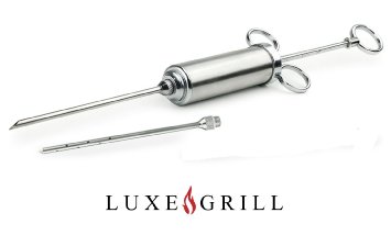 Luxe Grill Stainless Steel Meat Injector Kit with 2 Commercial Marinade Needles and 2-oz Large Capacity Barrel