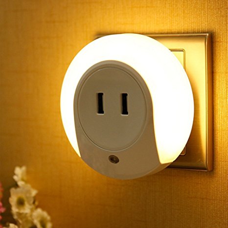 WONFAST® LED Night Light with Dusk to Dawn Sensor and Dual USB Wall Plate Charger-(Warm white)