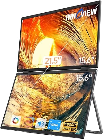 innoview laptop screen extender 15.6 dual monitors stacked folding