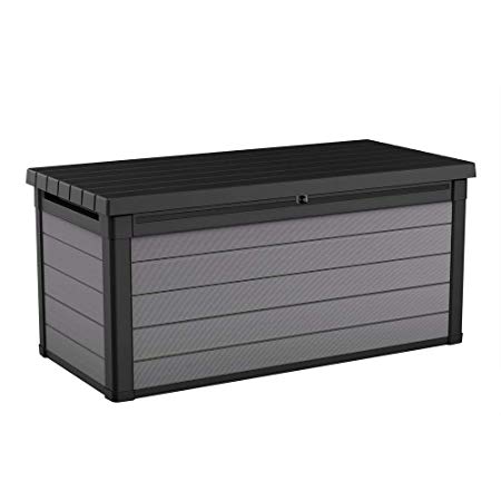 Premier Deck Box 150 Gallon | Resin Outdoor Storage for Patio Garden Furniture Container | Black/Gray (Black/Gray)