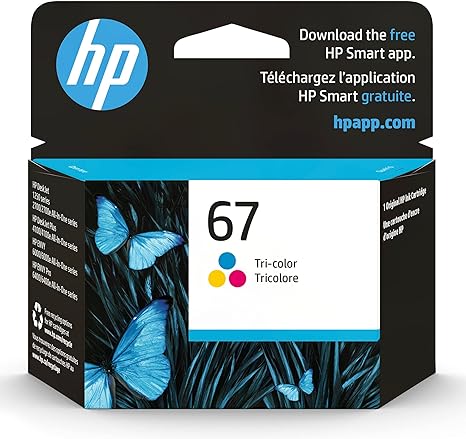 Original HP 67 Tri-color Ink Cartridge | Works with HP DeskJet 1255, 2700, 4100 Series, HP ENVY 6000, 6400 Series | Eligible for Instant Ink | 3YM55AN