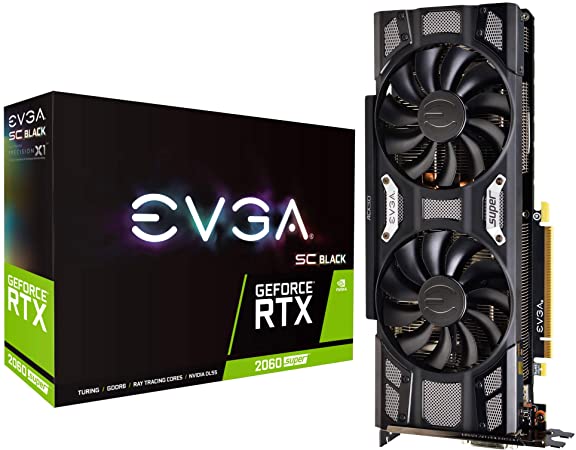 EVGA GeForce RTX 2060 SUPER SC BLACK GAMING, 8GB GDDR6, Dual Fans, 08G-P4-3062-KR